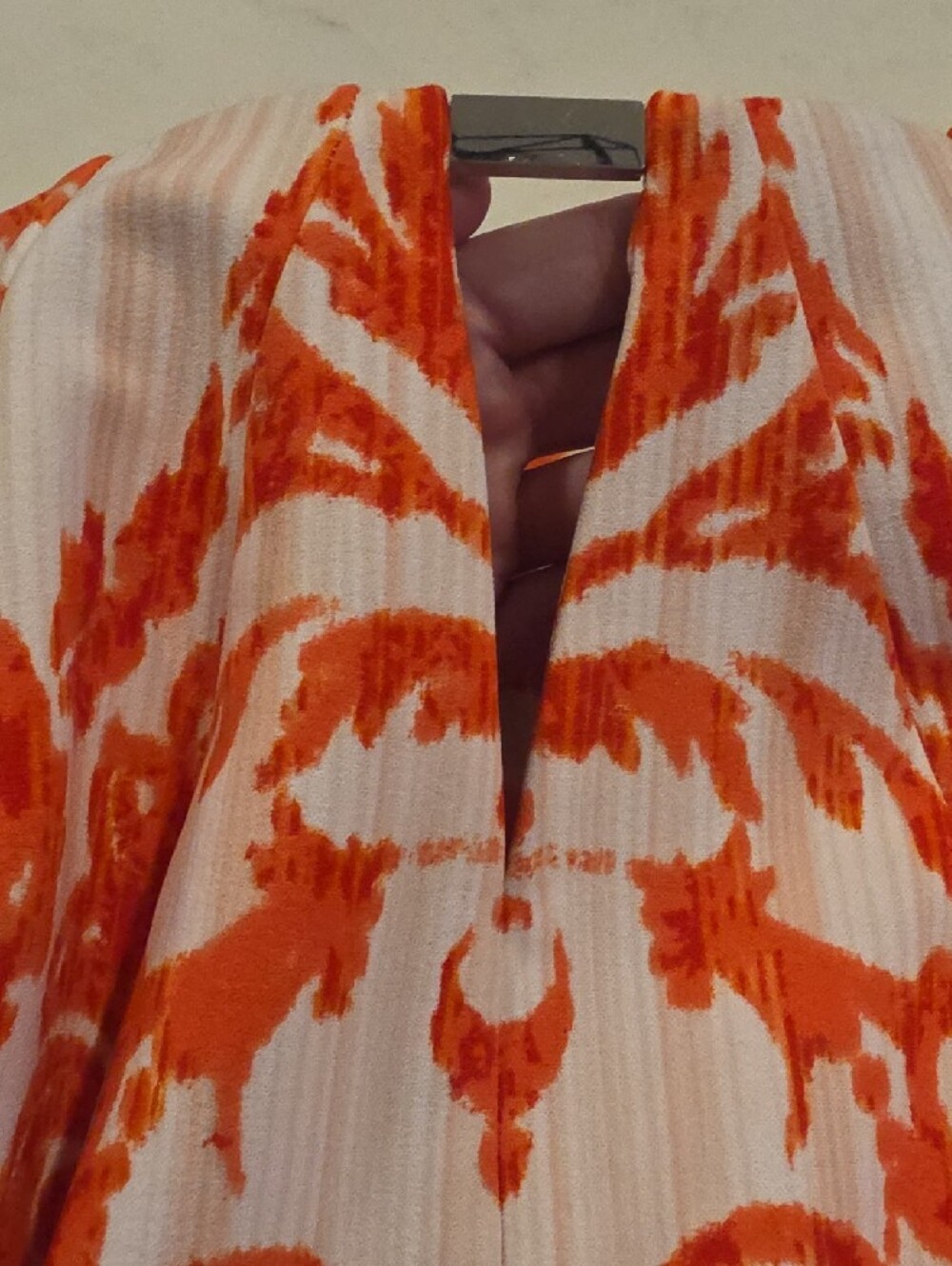 Danny & Nicole Orange and White Baroque Print Fit And Flare Dress - Picture 7 of 10